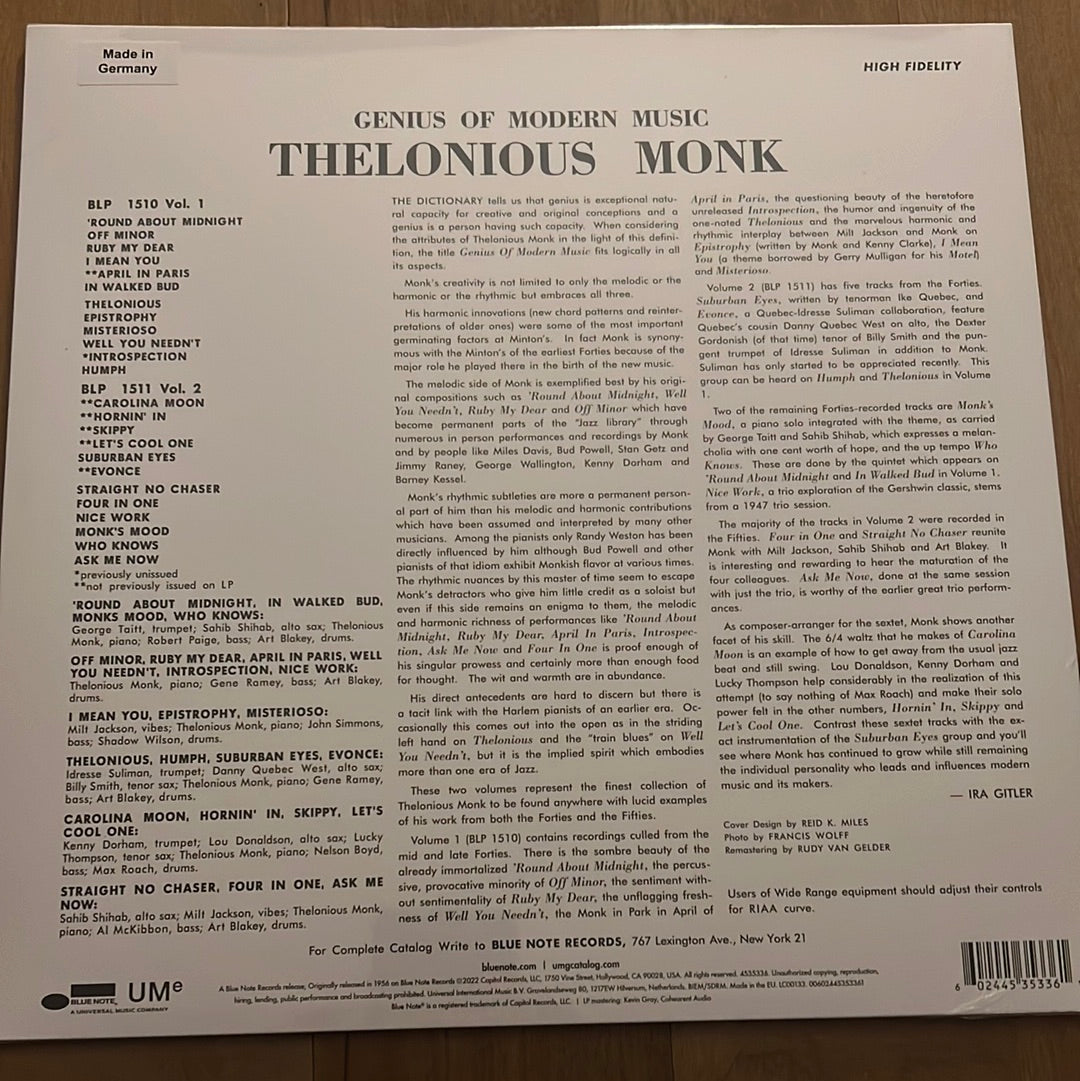 THELONIOUS MONK - genius of modern music volume one – Northwest